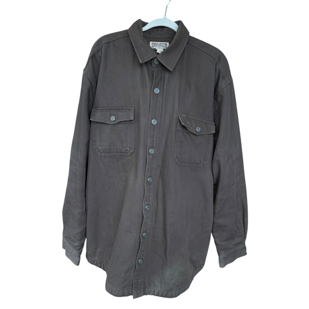 Duluth Trading Co Mens XL Tall Fleece Lined Canvas Shirt Jacket Brown 31500